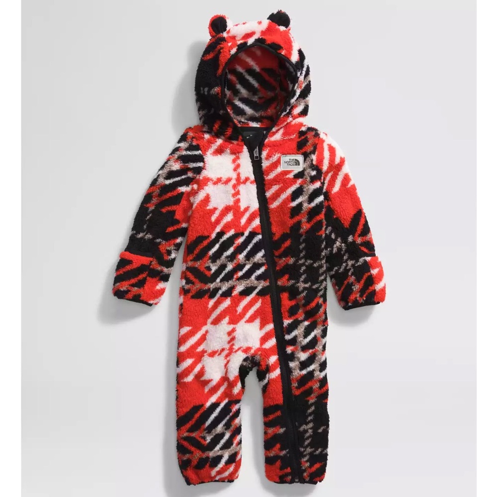The North Face Kids Red Black White Patterned Fleece Bunting